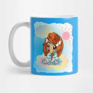 Cute Red Haired Baby with a Plush Carrot Mug